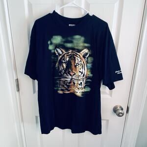 Vtg Bengal Tiger Shirt Men XL Black Wildlife Graphic Tee Charles Paddock Zoo CA